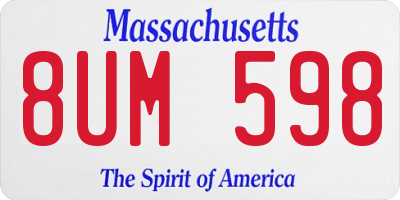 MA license plate 8UM598