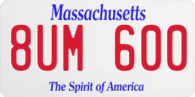 MA license plate 8UM600