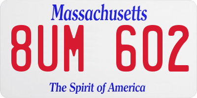 MA license plate 8UM602