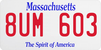 MA license plate 8UM603