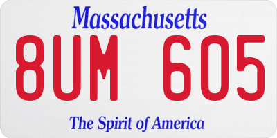 MA license plate 8UM605