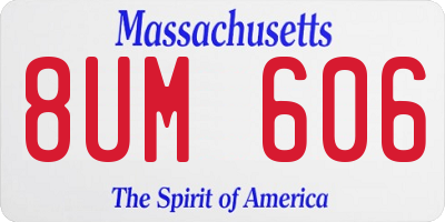 MA license plate 8UM606