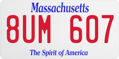 MA license plate 8UM607