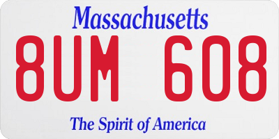 MA license plate 8UM608