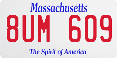 MA license plate 8UM609