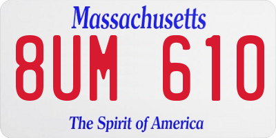 MA license plate 8UM610