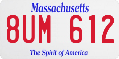 MA license plate 8UM612