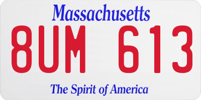 MA license plate 8UM613