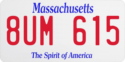 MA license plate 8UM615