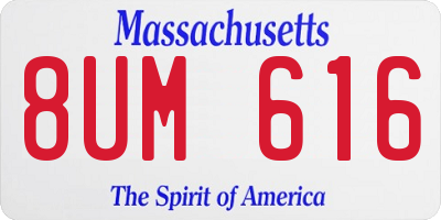 MA license plate 8UM616
