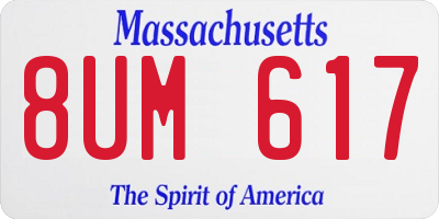 MA license plate 8UM617