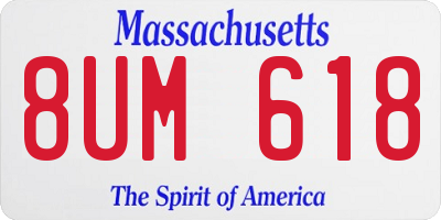 MA license plate 8UM618