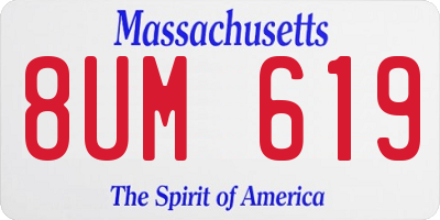 MA license plate 8UM619