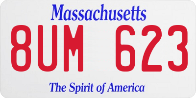 MA license plate 8UM623