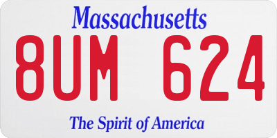 MA license plate 8UM624