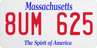 MA license plate 8UM625