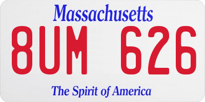 MA license plate 8UM626