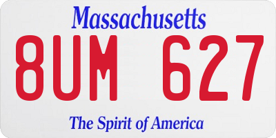 MA license plate 8UM627
