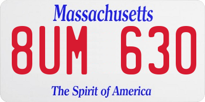 MA license plate 8UM630