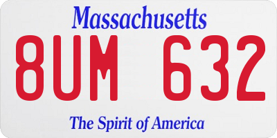 MA license plate 8UM632