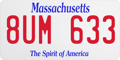 MA license plate 8UM633