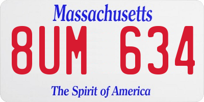 MA license plate 8UM634