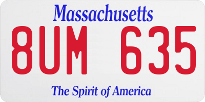 MA license plate 8UM635