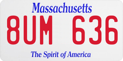 MA license plate 8UM636