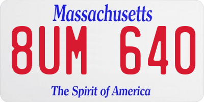 MA license plate 8UM640