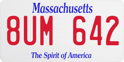 MA license plate 8UM642