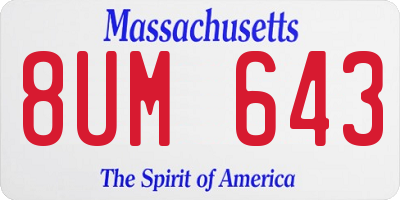 MA license plate 8UM643