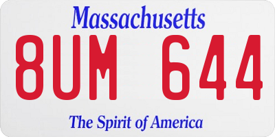 MA license plate 8UM644