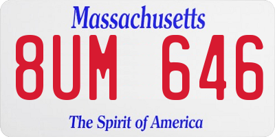 MA license plate 8UM646