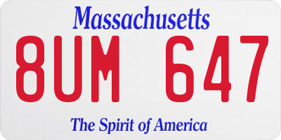 MA license plate 8UM647