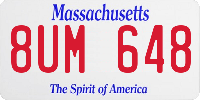 MA license plate 8UM648