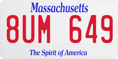 MA license plate 8UM649