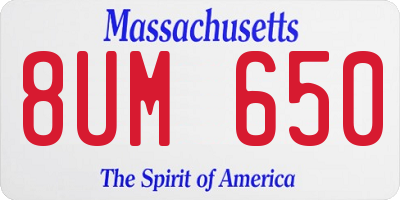 MA license plate 8UM650