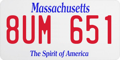 MA license plate 8UM651