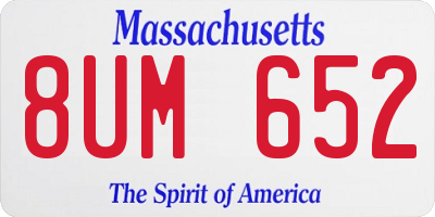 MA license plate 8UM652