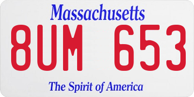 MA license plate 8UM653