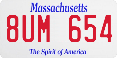 MA license plate 8UM654