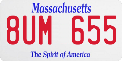 MA license plate 8UM655