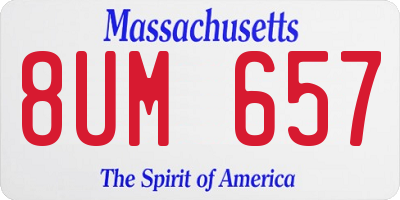MA license plate 8UM657
