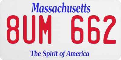 MA license plate 8UM662