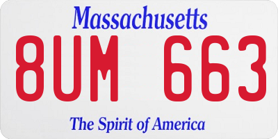 MA license plate 8UM663