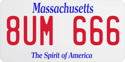 MA license plate 8UM666