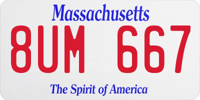MA license plate 8UM667