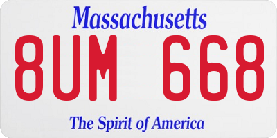 MA license plate 8UM668