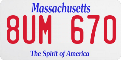 MA license plate 8UM670