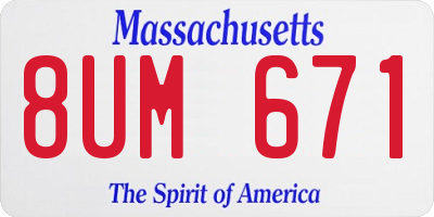 MA license plate 8UM671